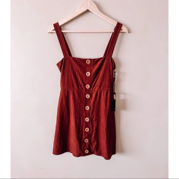 privacy please ribbed button front mini dress - Picture 5 of 9